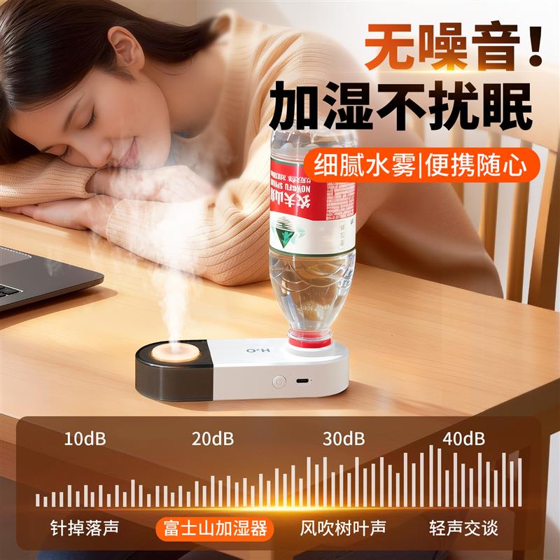 矿泉水瓶加湿器小型迷你便携式旅行无线可usb充电家用卧室静音学