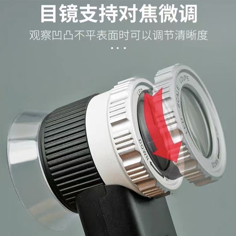 手持可充电90倍放大镜带led灯邮币文玩银元鉴定黄光手电用照玉石