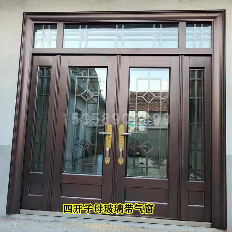 农村别墅大门进户门院子铸铝门入户客厅阳台门防盗门仿铜门玻璃门