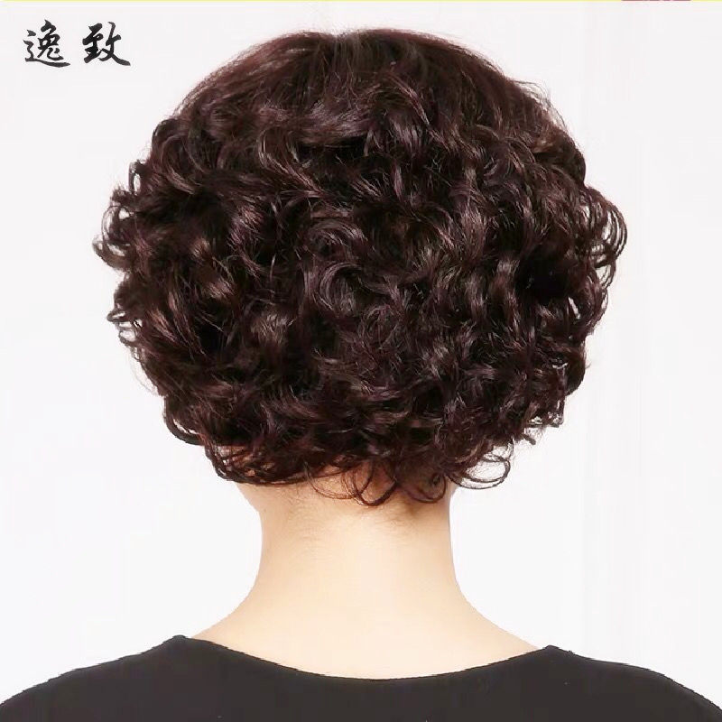 中老年假发女短发气质短卷发妈妈全头套中年女士老人假发套真人发