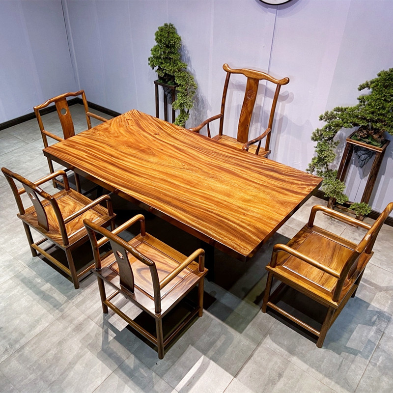 南美胡桃木大板河流树脂实木茶桌茶台原木餐桌简约现代办公桌书桌