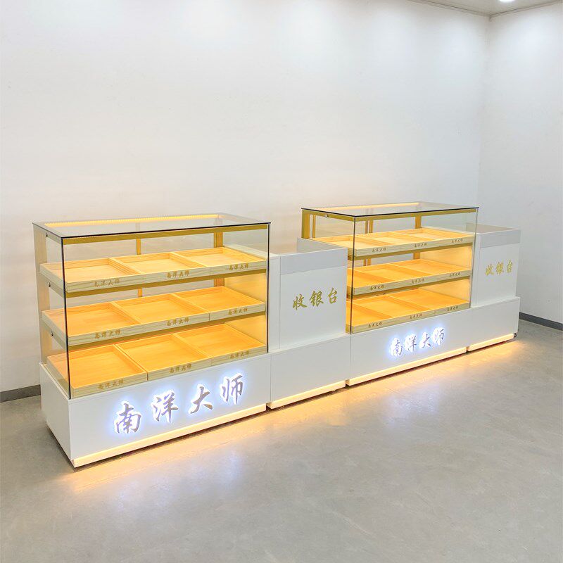 木质糕点展示柜中式桃酥柜蛋糕货架面包柜台玻璃柜食品柜专业定制