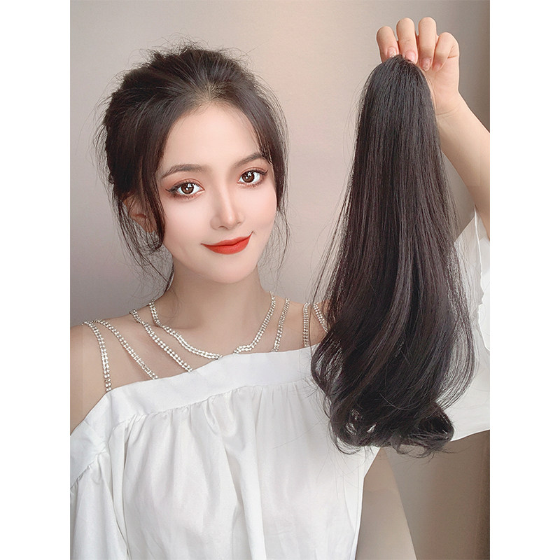 假发马尾女梨花烫抓夹假马尾网红高马尾卷发辫子自然假发辫低马尾