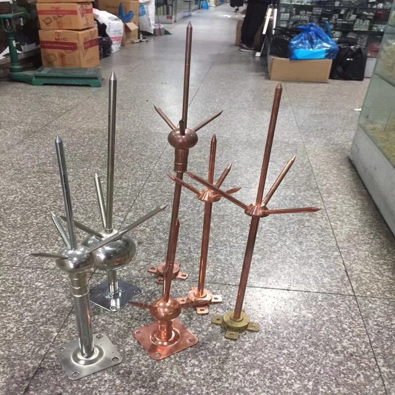 全铜避雷针工业外贸纯铜接闪器接地网烟囱铁塔船用黄铜紫铜避雷针