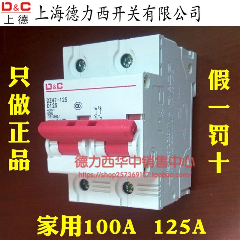 家用100A小型断路器空气开关125A安单相220V两相大功率导轨式空开