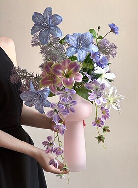 紫藤蜜语 法式仿真花花束花瓶装饰摆件小众艺术感客厅桌面插花