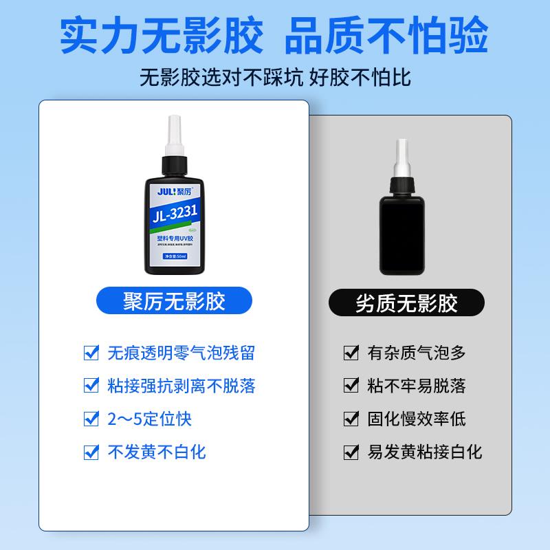 塑料粘接UV胶粘亚克力金属玻璃不白化柔韧性好高强度UV无影胶3231