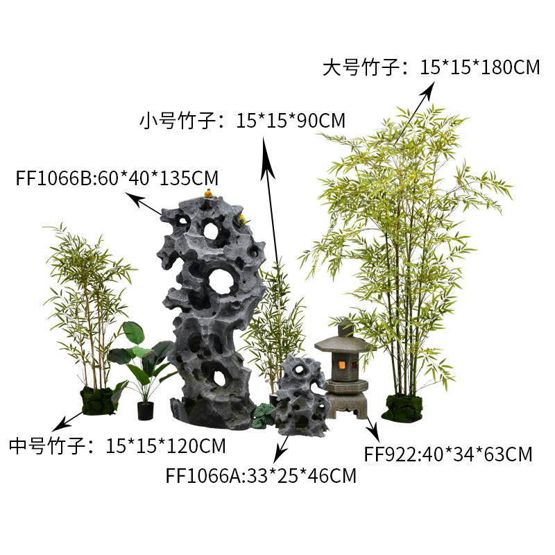 新中式仿真太湖石客厅内玄关落地摆件别墅庭院茶室假山石造景组合