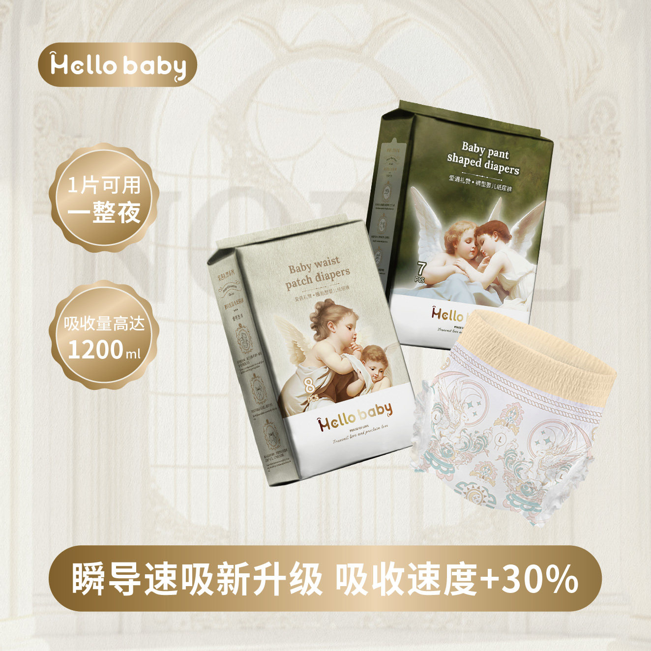 HELLO BABY哈罗宝贝爱遇礼赞裸感纸尿裤拉拉裤试用装尿不湿体验装