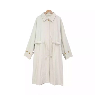 王福贵定制～韩系立领纽扣抽绳长风衣3.26 腰带风衣