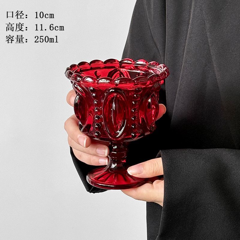 剧本杀温床黛西里昂伴手礼复古红色酸奶冰淇淋高脚杯家用杯子图片