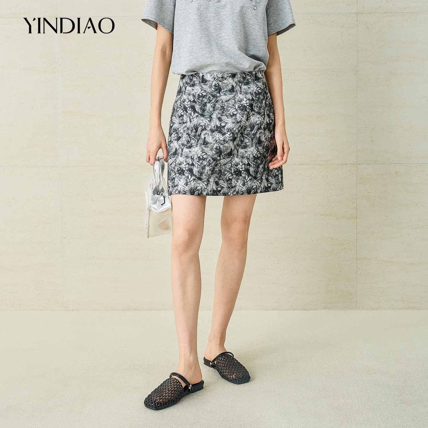 YINDIAO引调印花A版短裙