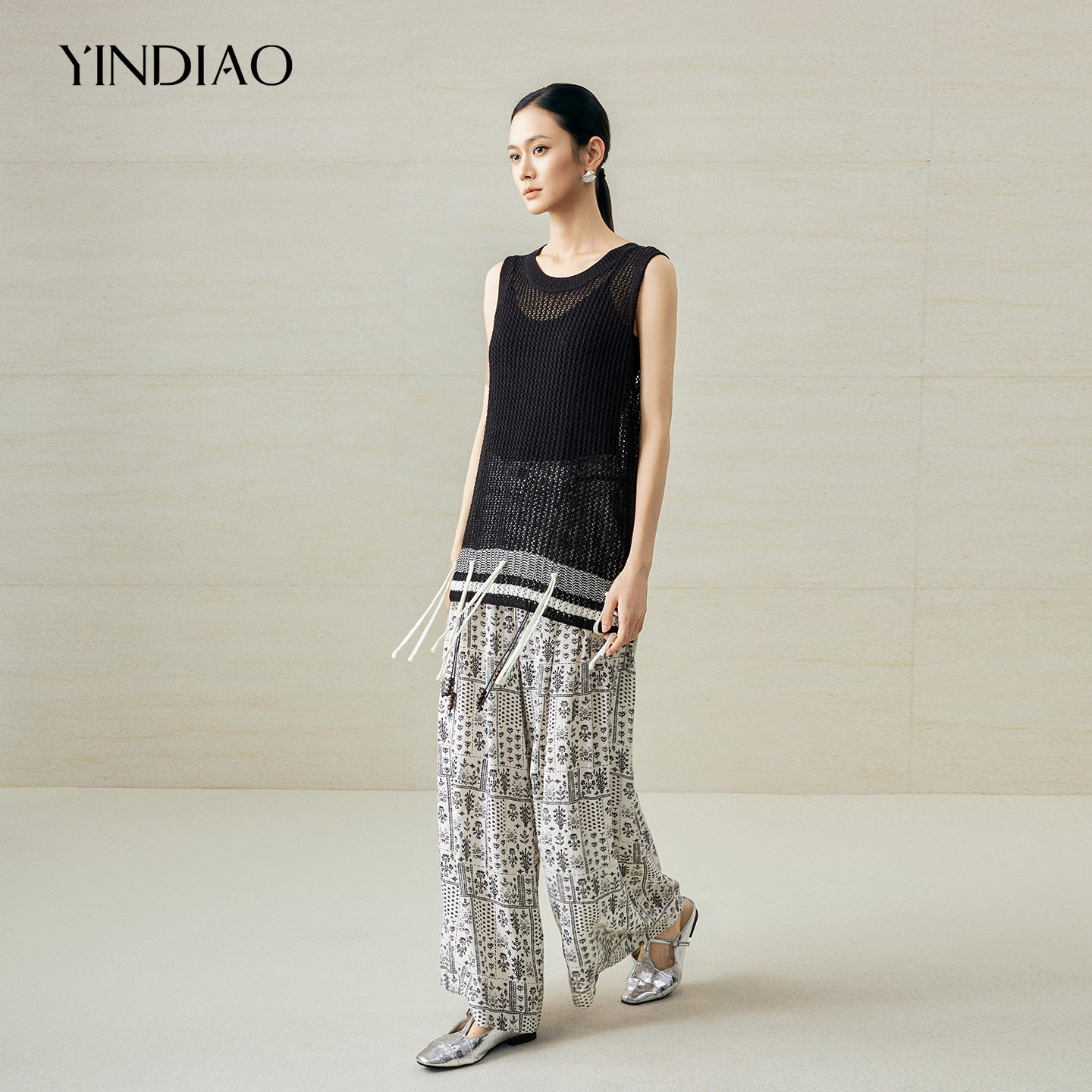 YINDIAO引调含莱赛尔无袖针织衫