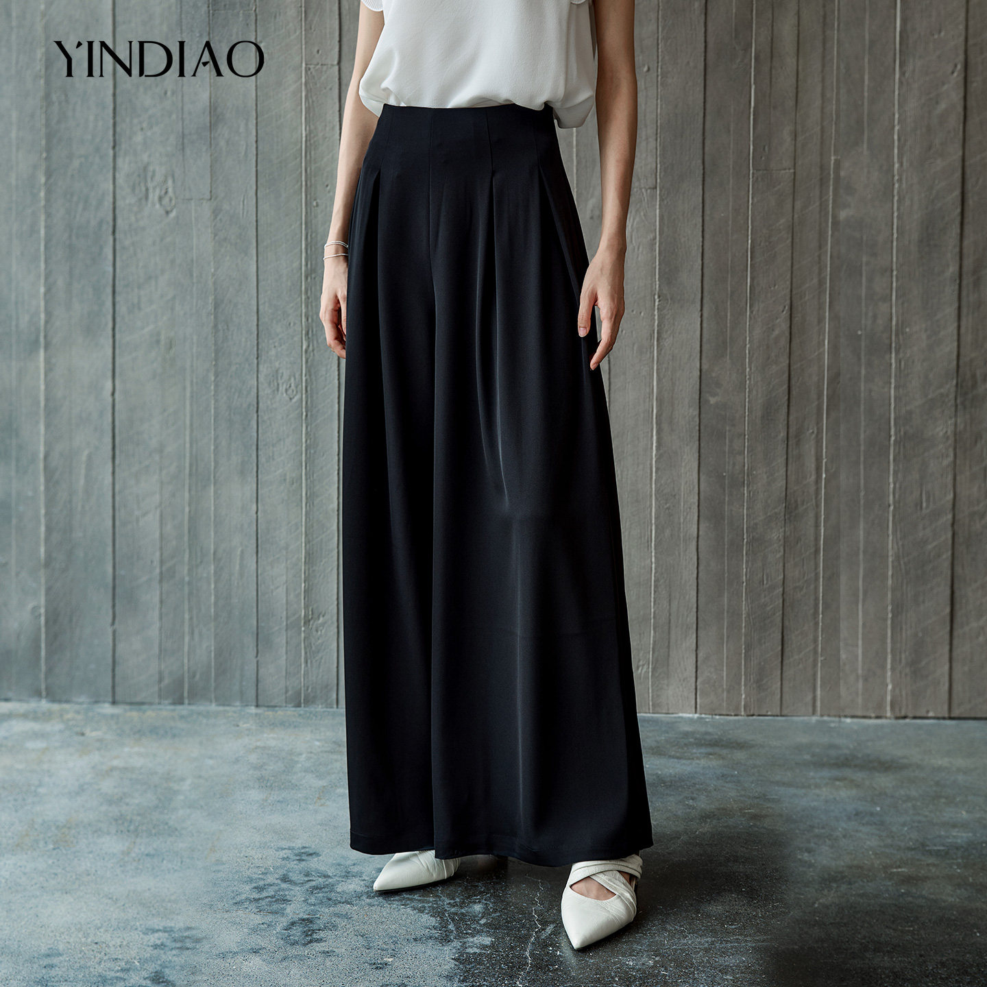 YINDIAO引调都市通勤高腰阔腿裤