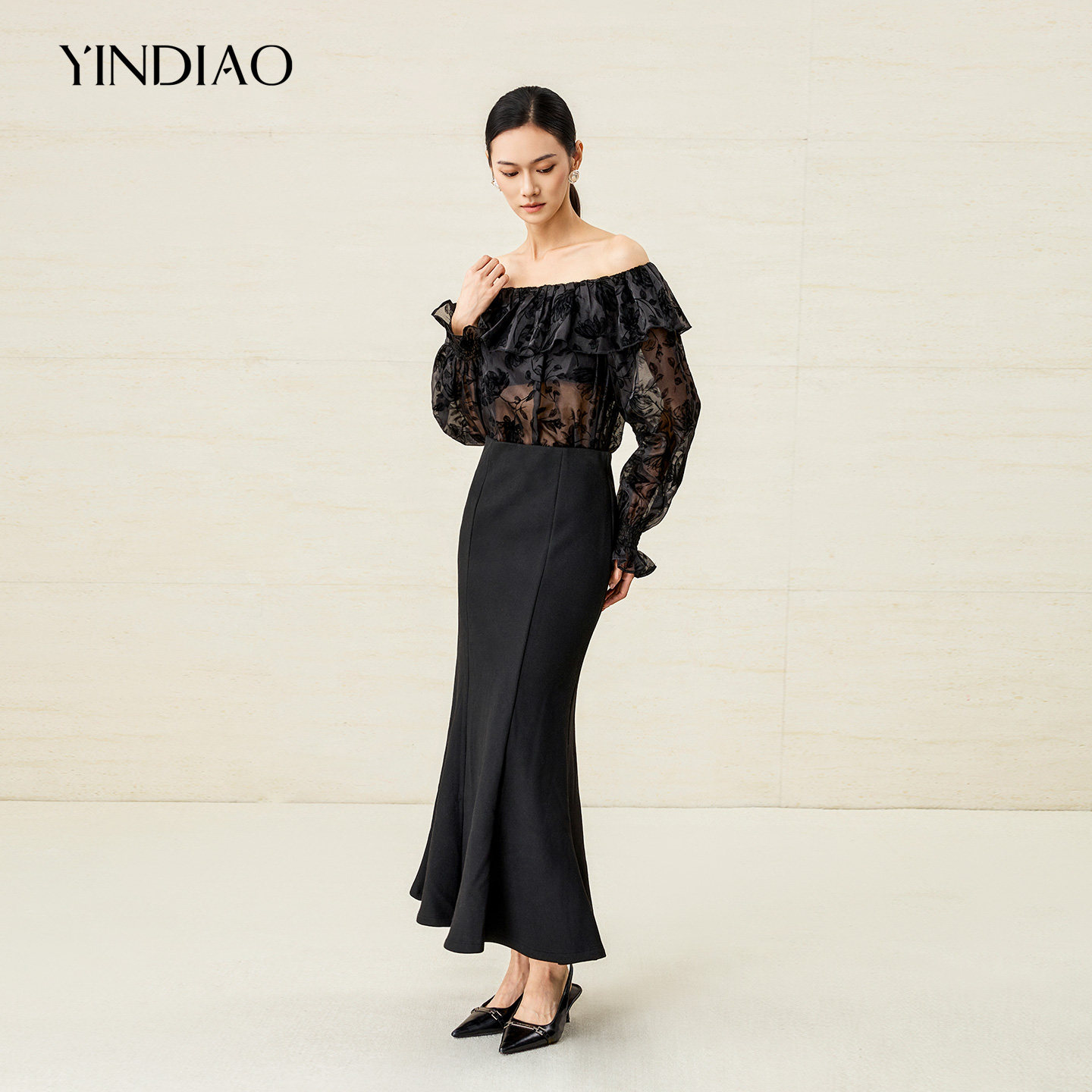YINDIAO引调法式简约鱼尾半裙