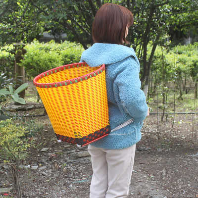 塑料竹篓竹编家用道具胶背篼买菜编织藤篮子大小贵州背箩采茶竹篓