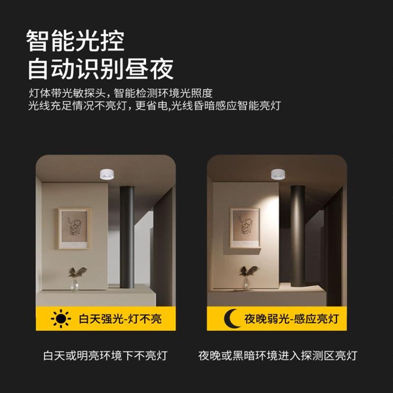 人体红外线感应超薄明装射灯入户门楼梯口玄关免开孔智能声控走廊