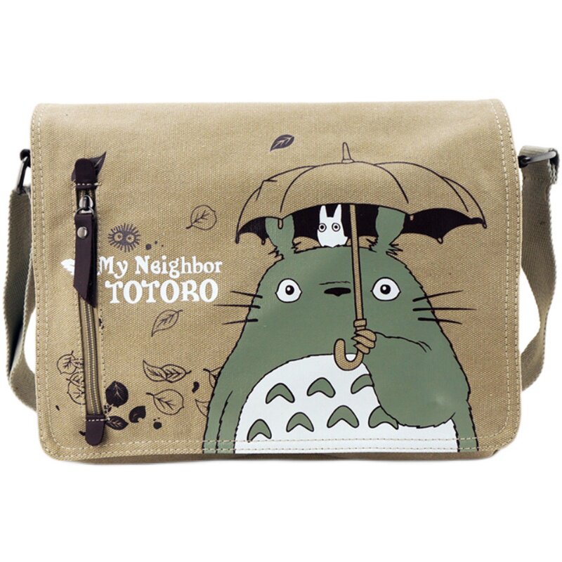 龙猫斜挎包男学生帆布个性初中高中青少年卡通动漫单肩斜挂补课包