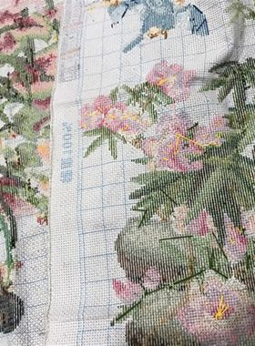 纯手工十字绣成品梅兰竹菊四联花鸟语花香大幅客厅书房办公室包邮