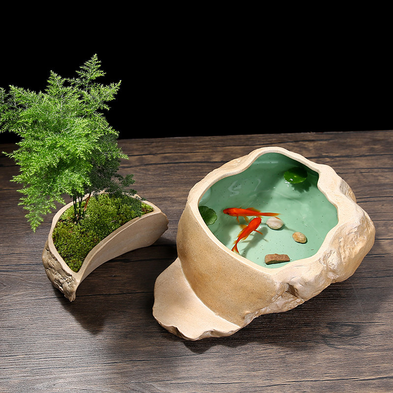水培碗莲铜钱草花盆陶瓷大号水养植物绿萝器皿多肉盆栽金鱼缸无孔
