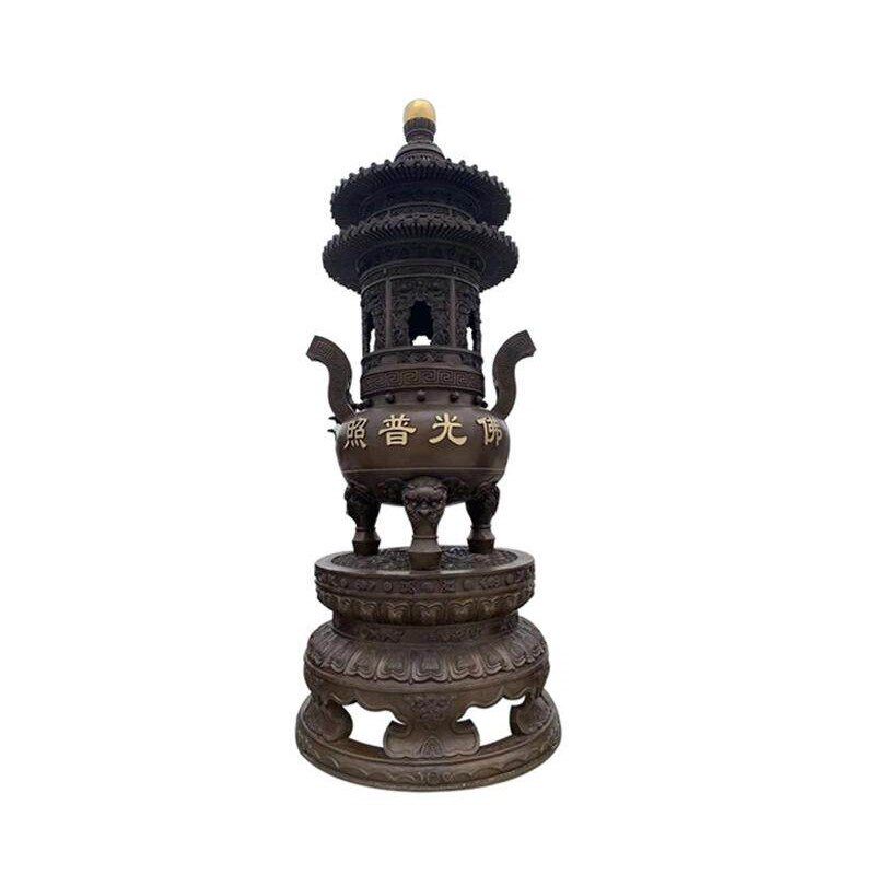 寺庙铸铁烧香炉宗祠佛堂焚经炉多层纸炉宝鼎带盖彷古唐塔炉可定制