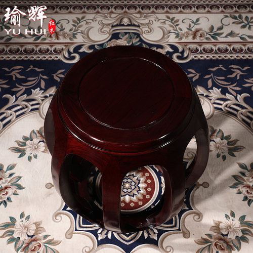 酸枝木鼓凳仿古中式实木圆凳鼓墩坐墩古筝凳客厅红木沙发茶几矮凳