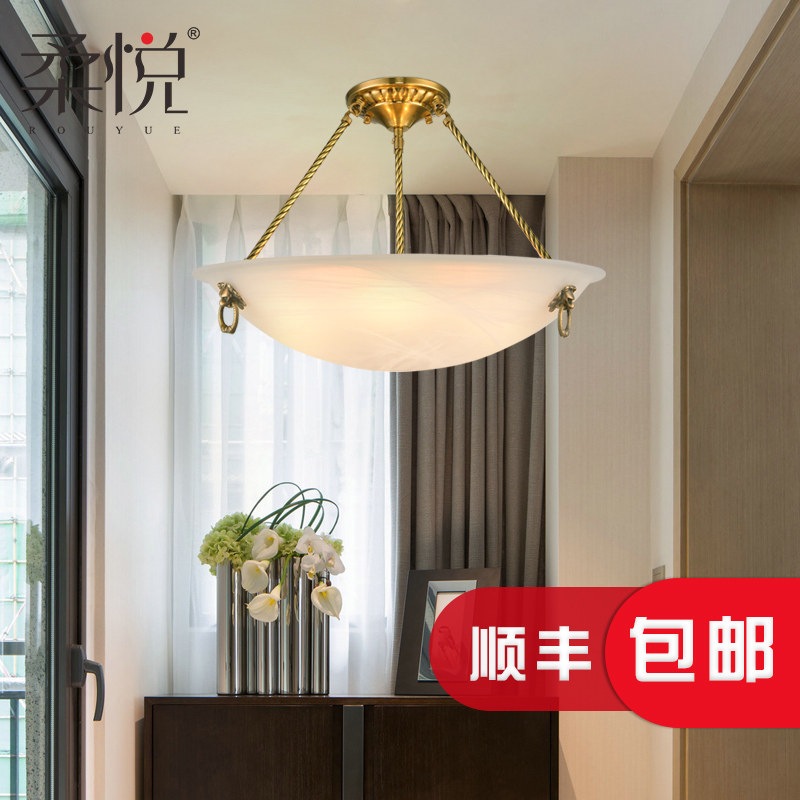 柔悦全铜欧式吸顶灯客厅温馨卧室灯书房餐厅灯具轻奢阳台走道灯饰