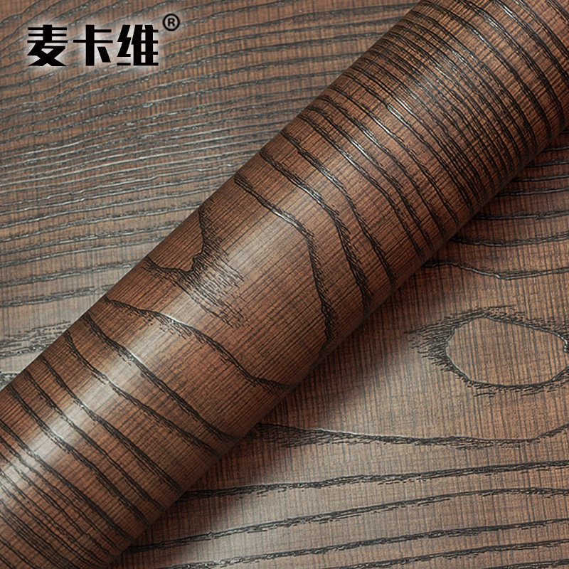 仿红橡木纹翻新红木包门桌面家具自贴纸3D立体自粘墙纸实木色贴皮