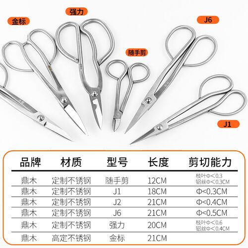 盆景叶芽剪园艺修枝尖头剪刀插花剪小枝叶剪盆栽制作造型用不锈钢