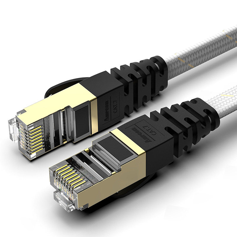 安普康超六类七类扁平网线千兆万兆无氧铜双屏蔽成品网络跳线POE