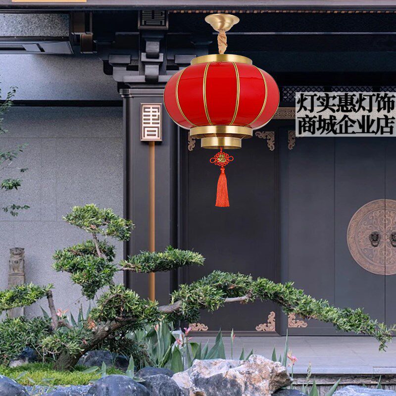 2024新年户外太乔迁新居姓氏大红门高端全铜中式喜庆别墅阳台灯笼