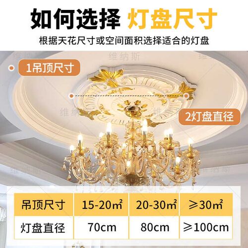 法式pu灯盘线条仿石膏颜色定制客厅欧式吊灯吊顶底座圆盘雕花灯座