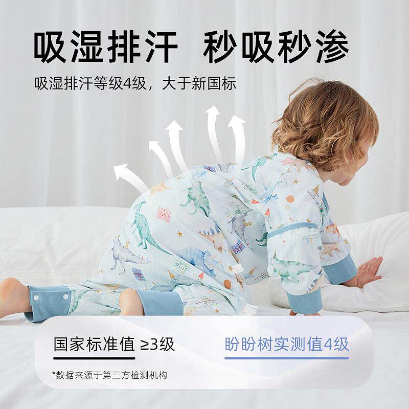竹棉儿童分腿睡袋婴儿爬服纱布宝宝睡衣防踢被春夏