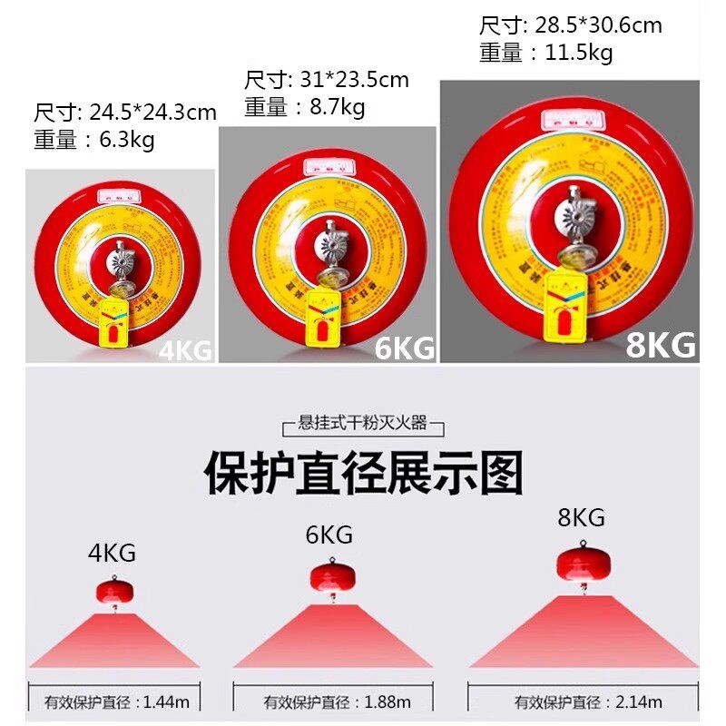 悬挂式干粉灭火器蛋84kg6消防2自动感应吊装电动车棚车库超细灯笼