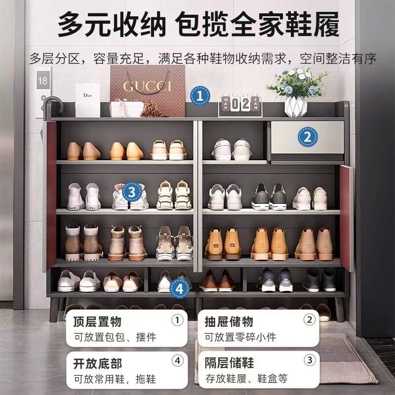 木质鞋柜家用门口走廊室内入户门外玄关柜新款2024爆款实木色鞋架