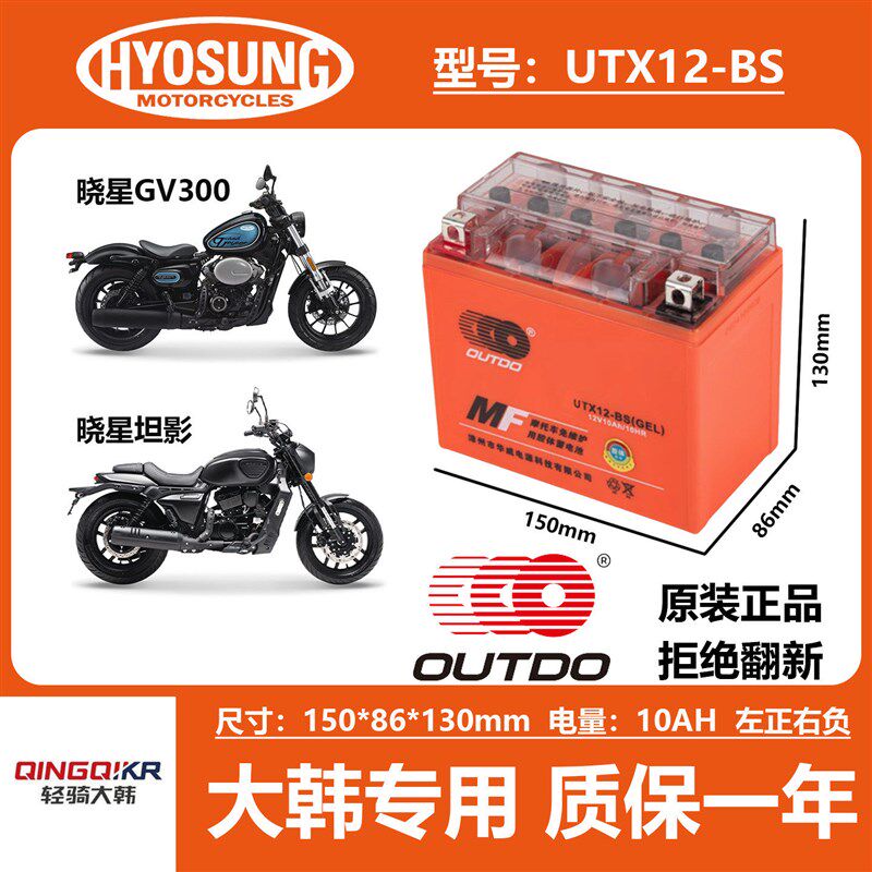 适用轻骑大韩晓星GV300 GV300S 坦影250GV250GV650 U侠机车电瓶