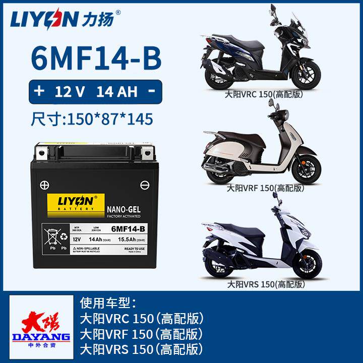 大阳VRC150 VRF150 VRS150(高配版)大阳150踏板摩托车电瓶力扬