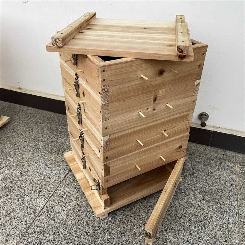 中蜂格子箱散装全套杉木土养蜂箱蜜蜂工具诱蜂桶五层方格子蜂箱