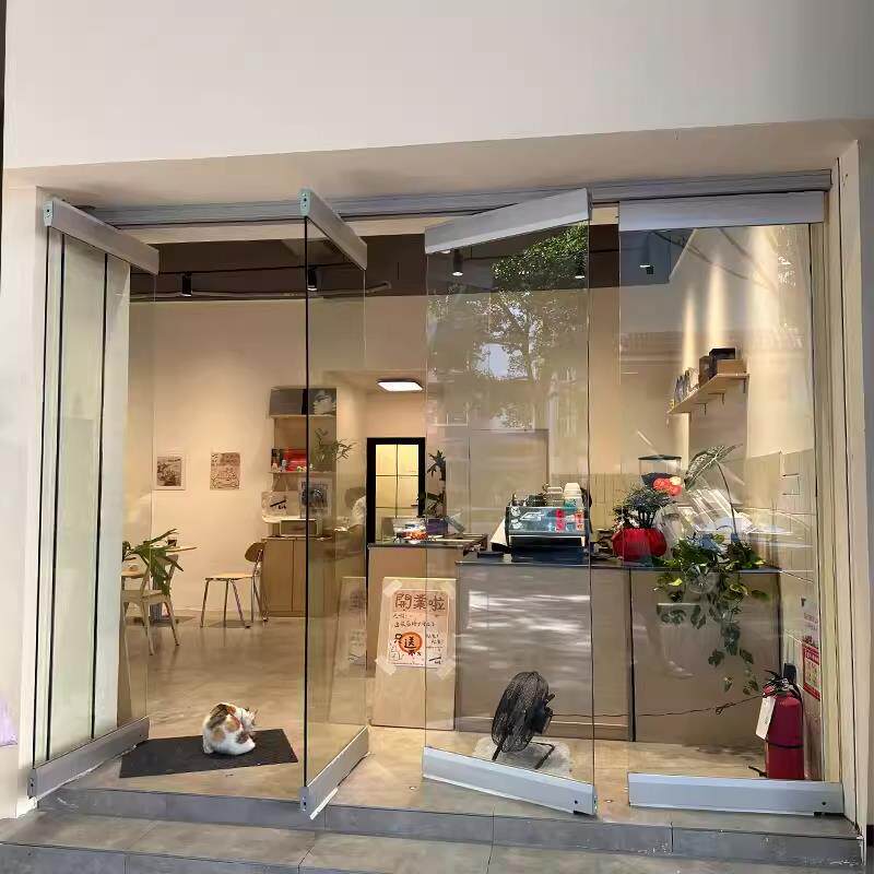 无框吊夹钢化玻璃折叠门咖啡店办公室阳台商铺推拉门无下轨道移门