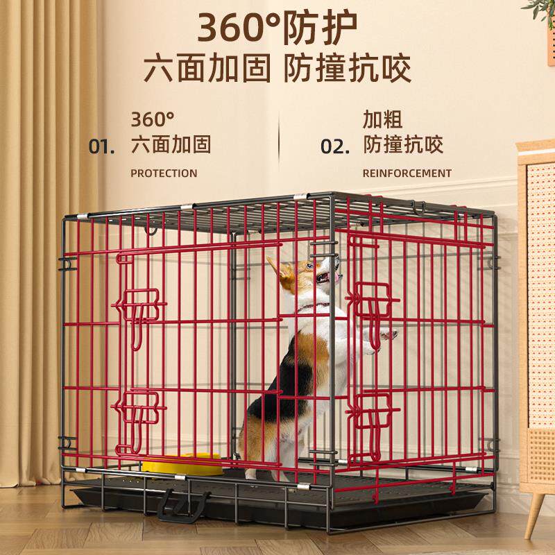 新款侧门折叠狗笼子加粗加厚折叠免安装加固大空间猫笼