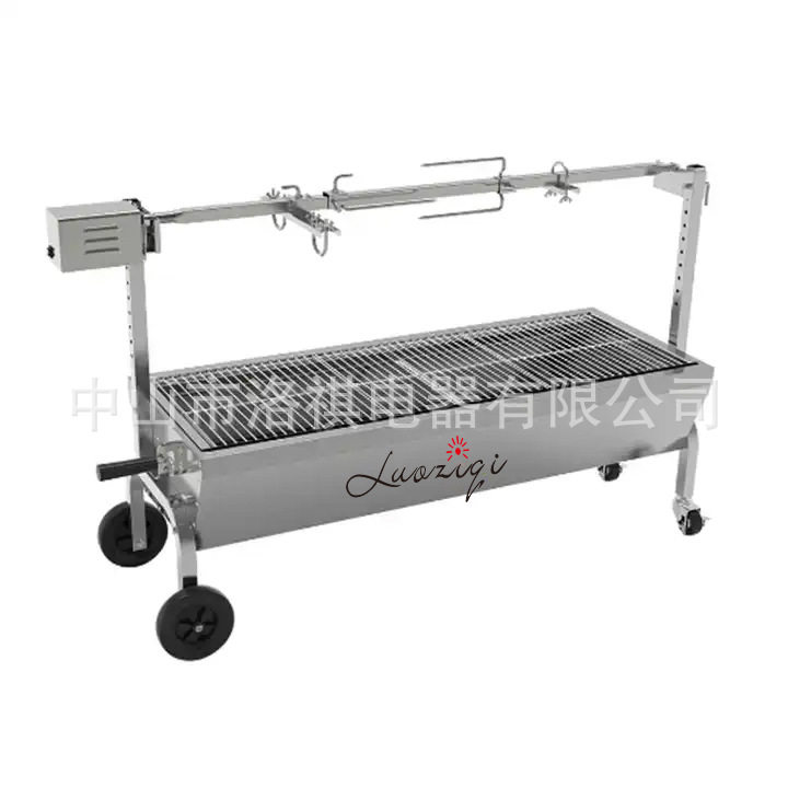 商用电动旋转烧烤架全不锈钢碳烤 自动BBQ烧烤炉碳烤炉烤全羊工厂