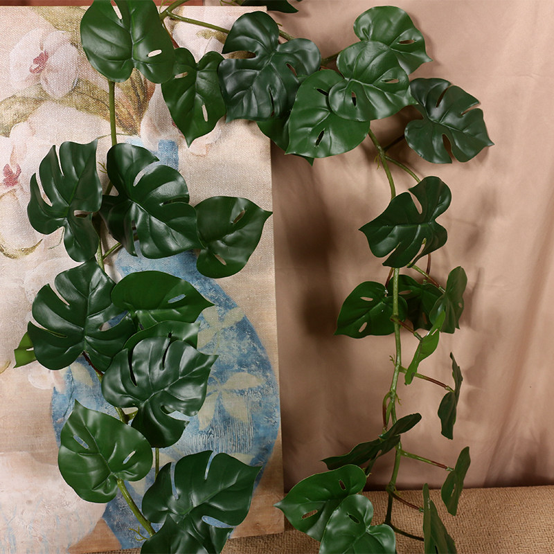 绿色手感软胶龟背叶仿真植物美化藤条壁挂缠绕植物角爬藤装饰藤蔓
