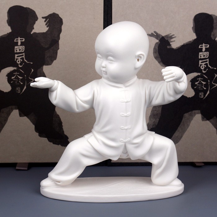 德化白瓷陶瓷艺术品 家居装饰品 创意礼品 太极小和尚瓷娃娃摆件