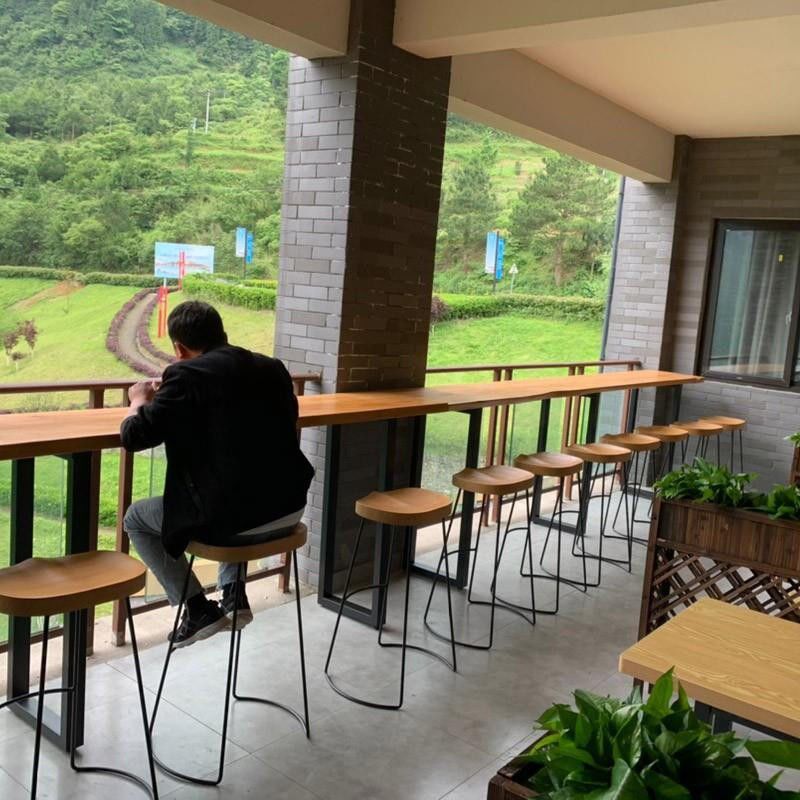 实木吧台高脚桌餐桌咖啡吧台桌家用桌子奶茶小吃店靠墙简约长条桌