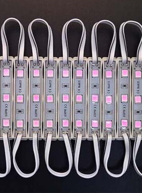 3灯粉红光 LED5054紫色光模组 12V滴胶防水 粉红色模组广告发光字