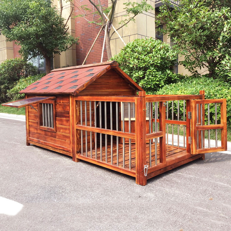 狗屋户外防水实木狗窝中大型犬金毛狗窝房防雨冬室外狗屋宠物别墅