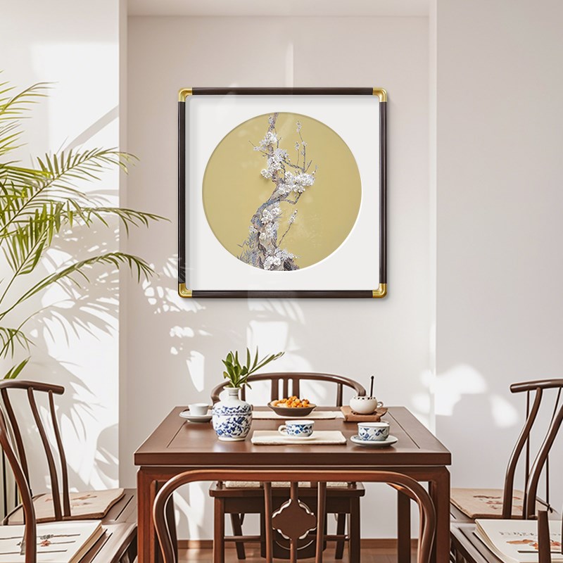 郑板桥竹石图新中式餐厅背景墙装饰画禅意竹子水墨斗方挂画饭厅画