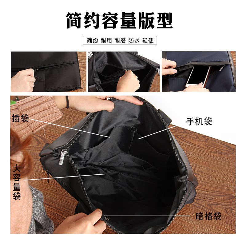 康百横版时尚公文包拉链手提文件袋A4资料袋男士帆布袋办公用品女