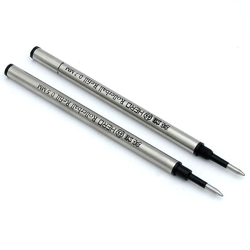 英雄宝珠笔芯233A金属签字笔水笔替芯0.5/0.7mm直插式螺旋纹黑色