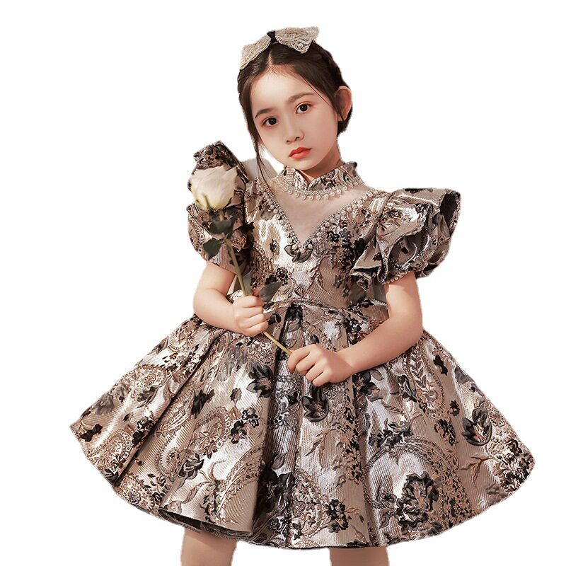 高定法式轻奢裙子公主裙女童演出服儿童连衣裙礼服小女孩生日走秀